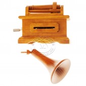 木制手摇纸带留声机音乐盒