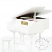 木制仿真三角钢琴音乐盒（白色）